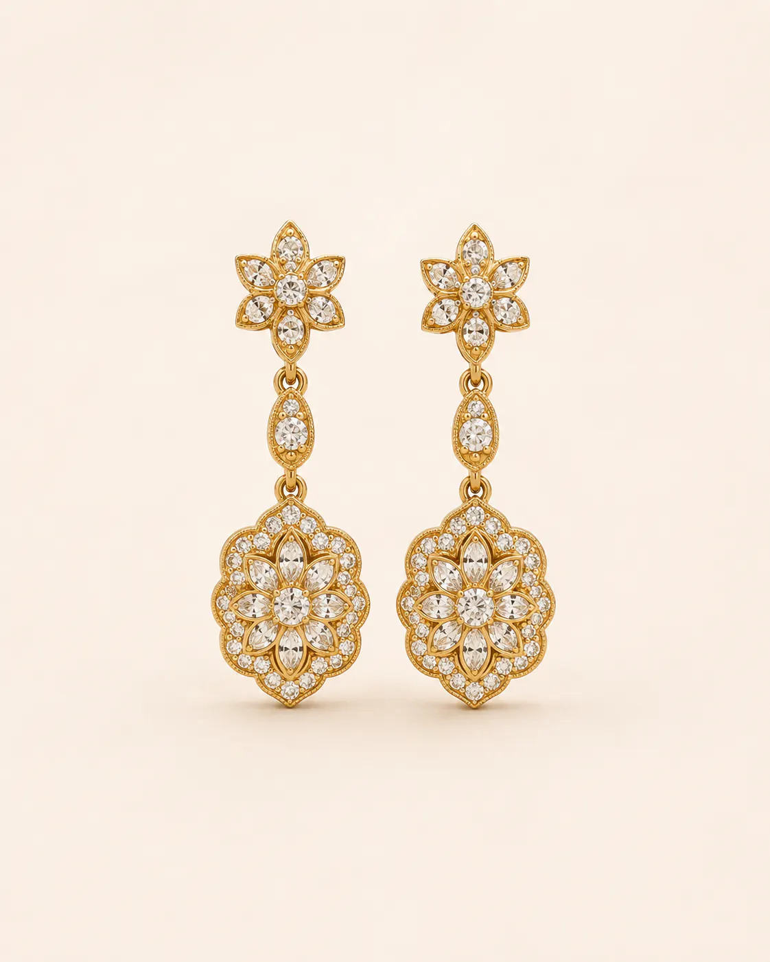 Diamond floral drop earrings