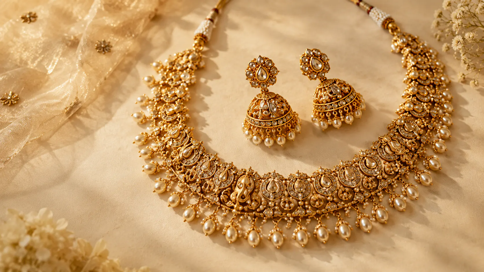 Bridal jewellery flat lay